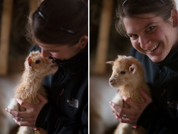 Chicago urban farming Nigerian dwarf goat Bethany Staswick with a baby Nigerian dwarf goat born in her Chicago backyard. (Photos courtesy of Eric Staswick)
